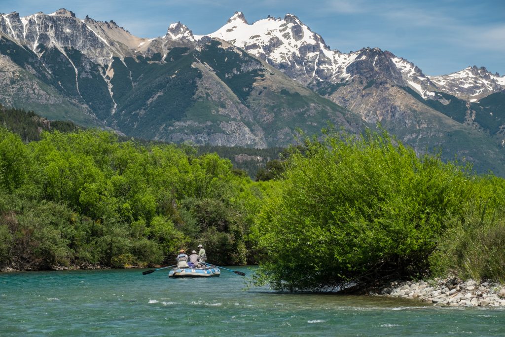 Fly Fishing from boat at Rio Manso Lodge