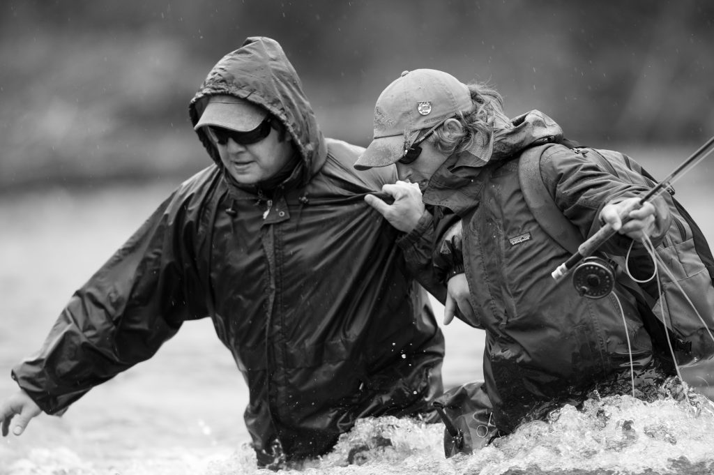 fly fisherman in the elements